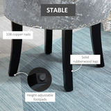 Dressing Table Stool with Padded Seat & Solid Rubberwood Legs – Compact Vanity Seat, Grey