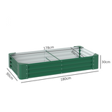 Outsunny Galvanised Steel Raised Garden Bed, 180 x 90 x 30cm – Open-Bottom Planter for Vegetables, Green