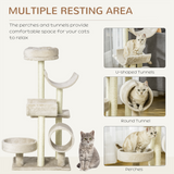 Pawhut Multi-Level Large Cat Tree with Sisal Scratching Posts, Perches and Tunnel – Play Centre, Beige