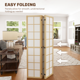 HOMCOM 4 Panel Folding Room Divider with Pine Wood Frame – Privacy Screen, 160 x 170cm