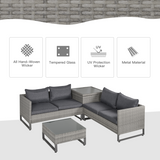Outsunny Rattan Conservatory Sofa Set rattan weave close-up