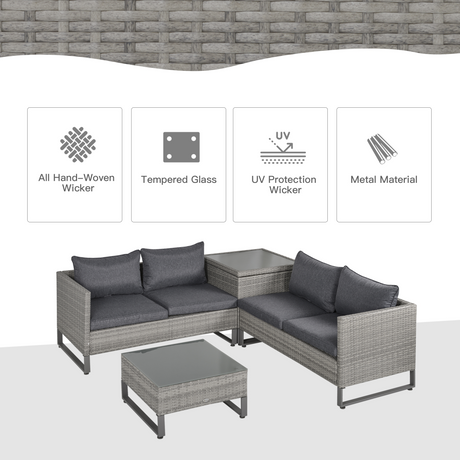 Outsunny Rattan Conservatory Sofa Set rattan weave close-up
