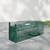 Outsunny Single Door Humane Rat Trap Cage for Small Animals with Top Handle – Steel, Dark Green