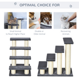 Pawhut Pet Stairs with Plush Covering and Sisal Scratching Posts – Dog and Cat Step Ladder, Particle Board