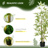HOMCOM Artificial Plant Bamboo Artificial Tree Height 120 cm with Pot