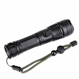 USB Rechargeable LED Flashlight with 5 Lighting Modes and Zoom – Camping and Hiking Torch, Black