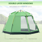 Outsunny 6 Person Pop-Up Camping Tent with 2 Doors, Mesh Windows & Carry Bag – 2000mm Waterproof Family Tent