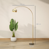 HOMCOM Arc Floor Lamp for Living Room, Free Standing Tall Lamp, Gold Tone