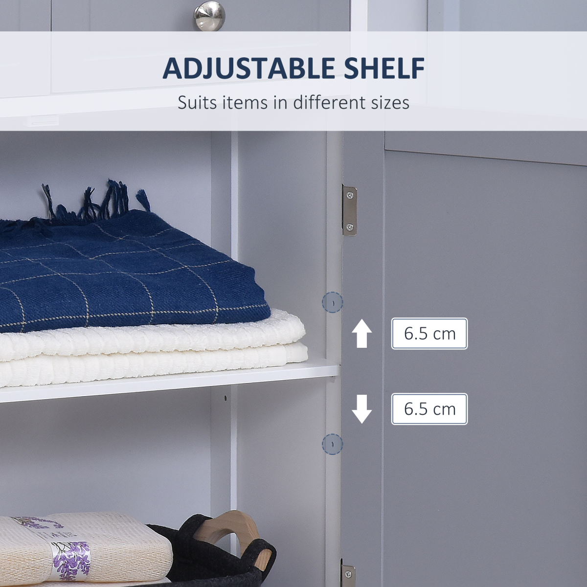 kleankin 2-Drawer Freestanding Bathroom Cabinet with Cupboard and Adjustable Shelf – Moisture Resistant MDF, Grey