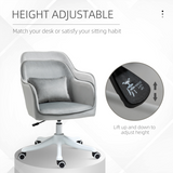 Vinsetto Tub Office Chair with Rechargeable Massage Lumbar Pillow – Velvet-Feel Swivel Desk Chair