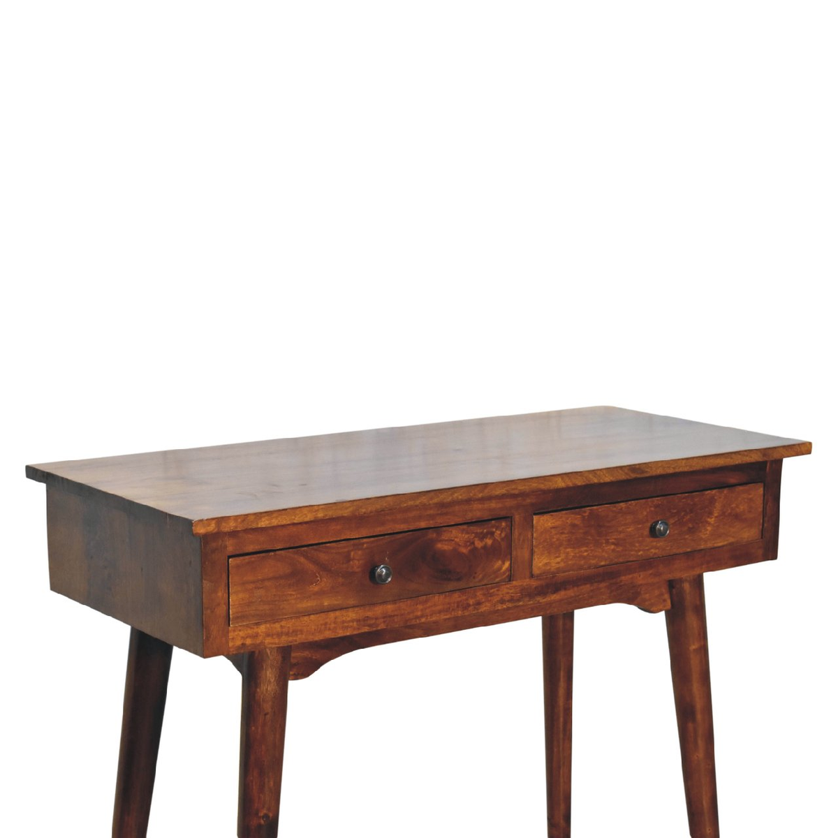 Artisan Furniture Solid Mango Wood Chestnut Hallway Console Table with 2 Drawers, Dark Brown