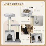 Pawhut Multi-Level Cat Tree with Sisal Scratching Posts, Padded Bed & Hanging Toy – Climbing Activity Centre
