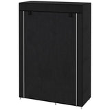Chester Fabric Wardrobe with Hanging Rail, 6 Shelves and Roll-Up Door – Steel Frame Clothes Storage, Black