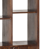 Indian Hub Large 2 Door Solid Wood Bookcase with Dark Gold Metal Inlay – Living Room Storage