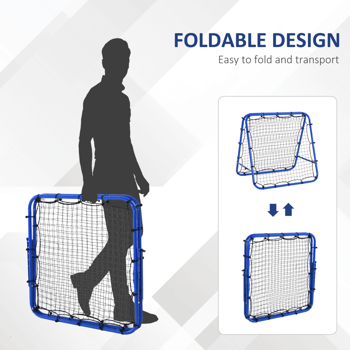 HOMCOM Football Rebounder Net with Adjustable Angles & Stability Anchors – Foldable Training Target Goal