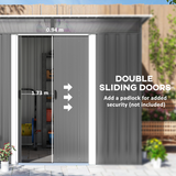 Outsunny 6.4 x 8.5ft Metal Storage Shed with Double Sliding Doors & Clear Panels – Lockable Garden Store, Grey