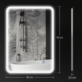 HOMCOM 500 x 700 mm Bluetooth Bathroom Mirror with LED Lights Wall Mounted