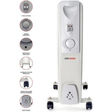StayWarm 2000W 9 Fin Oil Filled Radiator with Variable Thermostat & Castor Wheels – Grey
