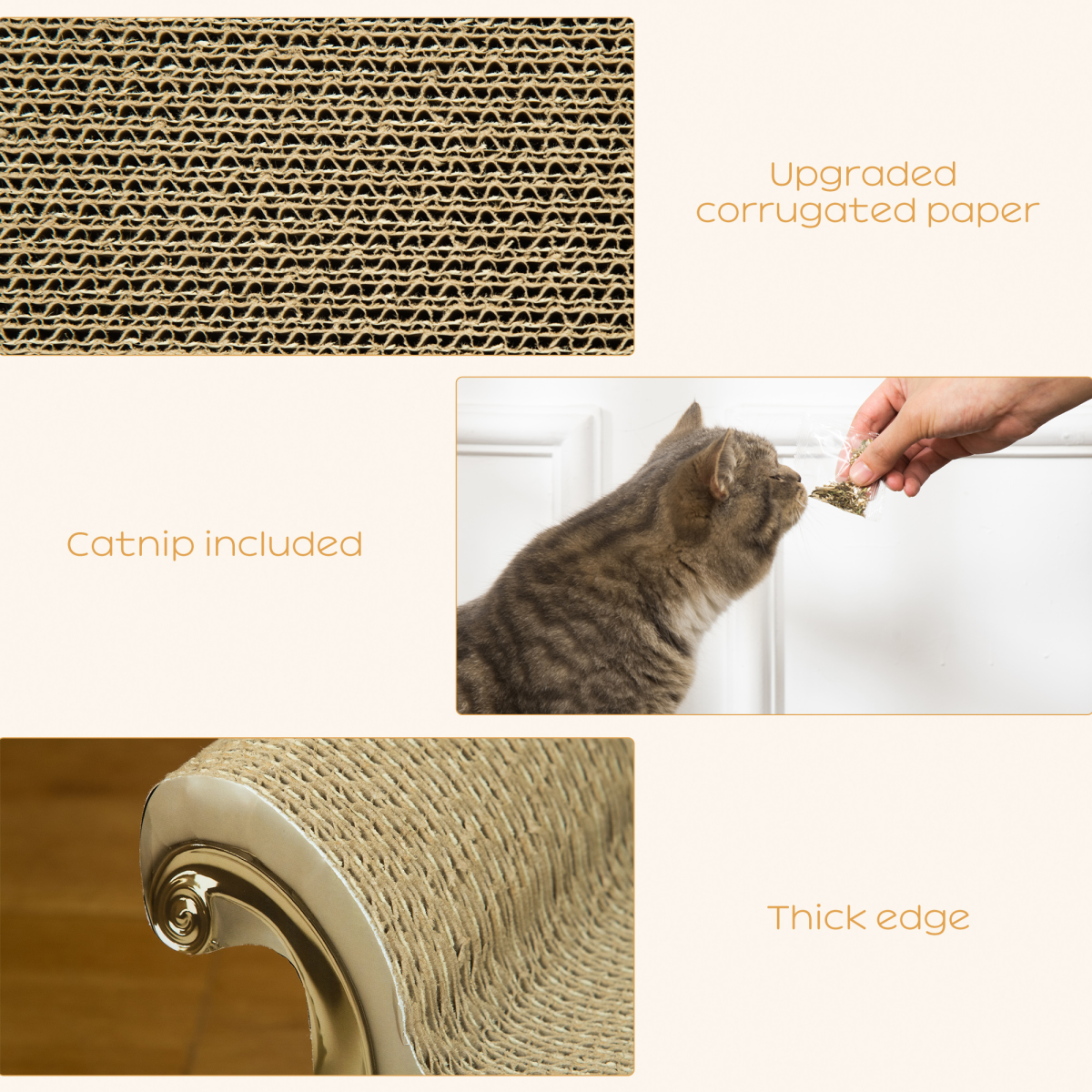 Pawhut Cat Scratching Bed with Catnip – Retro Sofa-Style Pet Scratcher Furniture, Brown