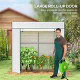 Outsunny Walk-in Lean-to Greenhouse with Roll-up Door & 2 Mesh Windows, UV-Protective PE Cover, 196x77cm – White