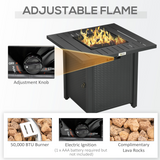 Outsunny 50,000 BTU Gas Fire Pit Table with Protective Cover and Spark Guard – Rattan-Style Outdoor Heater