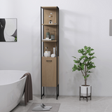 White Bathroom Storage Cabinet with Open & Closed Compartments – Adjustable Shelf, Freestanding Organiser