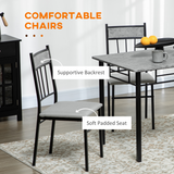 HOMCOM 5 Piece Dining Set with Marble-Effect Table & 4 Padded Chairs – Kitchen Table and Chairs, Light Grey & Black