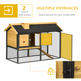PawHut Two-Tier Outdoor Rabbit Hutch with Run, Removable Tray & Asphalt Roof – Wood and Steel Bunny Cage