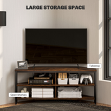 HOMCOM Corner TV Stand for TVs up to 50" with Four Open Shelves – Space-Saving Media Unit, Rustic Brown