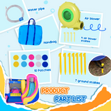 Outsunny 5 in 1 Bouncy Castle with Slide, Pool, Trampoline, Climbing Wall & Blower – Kids Ages 3-8