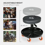 HOMCOM Pneumatic Adjustable Mechanic Stool with Tool Tray and Wheels – Workshop Seat, Black