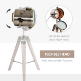 HOMCOM Industrial Tripod Lamp – Wood & Bronze