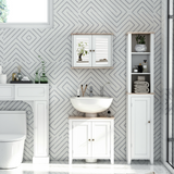 kleankin Pedestal Under-Sink Bathroom Cabinet with Double Doors – Space-Saving Storage for Small Bathrooms