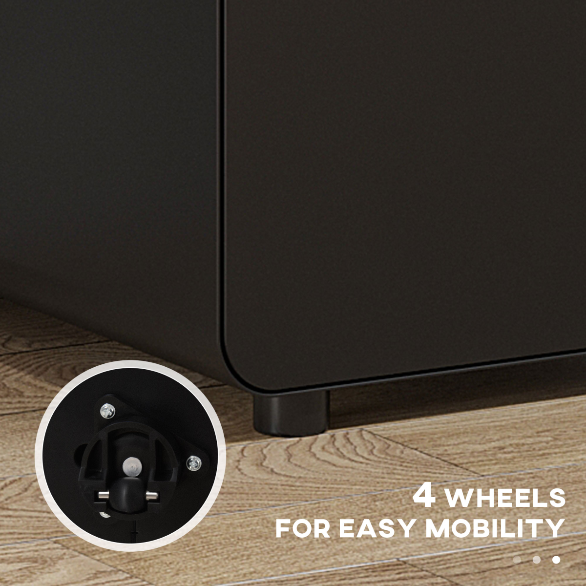 Vinsetto 3-Drawer Steel Filing Cabinet with 4 Wheels, Lockable – Under-Desk Office Storage, Black