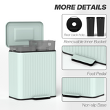 Dual Kitchen Pedal Bin with 2 x 20L Removable Buckets – Powder Coated Metal Recycling Bin, Green