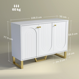 HOMCOM Living Room Sideboard with Doors & Three-Level Adjustable Shelves – Storage Cabinet, White