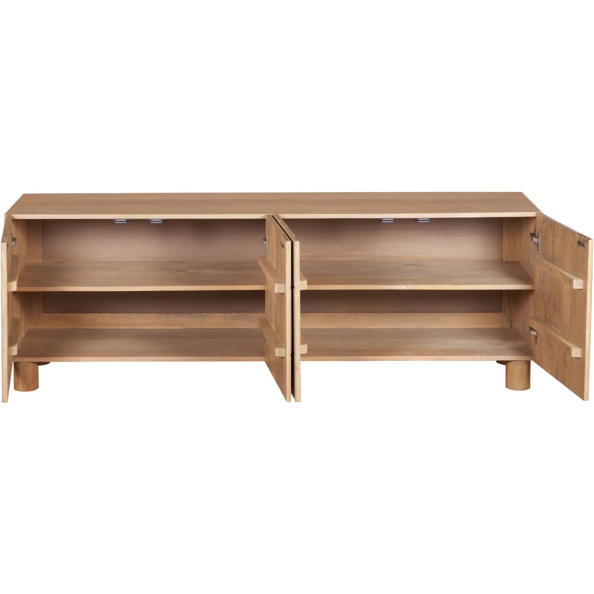 Austin Solid Wood Large Low Board TV Cabinet with Media Storage – Natural Grain Living Room Unit