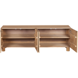 Austin Solid Wood Large Low Board TV Cabinet with Media Storage – Natural Grain Living Room Unit