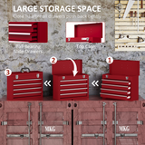 DURHAND Lockable 4-Drawer Steel Tool Chest with Ball Bearing Slides and Top Compartment, Red