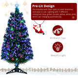 FCH 3ft Fibre Optic Christmas Tree with 85 Colour-Changing Branches, Top Star & Iron Stand – White