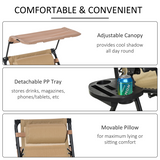 Folding Zero-Gravity Recliner Rocker with Canopy, Padded Headrest and Side Tray – Outdoor Lounge Chair