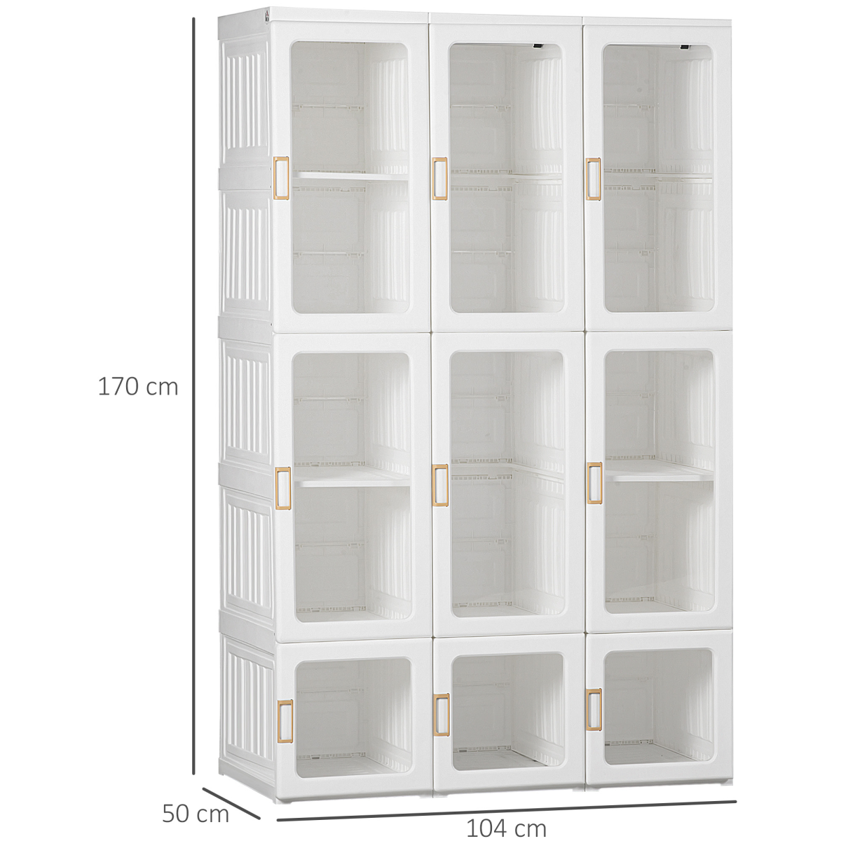 HOMCOM Foldable Portable Wardrobe with 8 Compartments & 2 Hanging Rods – Quick-Fold Bedroom Storage, White