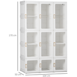 HOMCOM Foldable Portable Wardrobe with 8 Compartments & 2 Hanging Rods – Quick-Fold Bedroom Storage, White