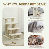 Pawhut Pet Ramp Stairs with 4 Steps and Faux Fur Cover – Cat and Dog Climbing Steps, Brown