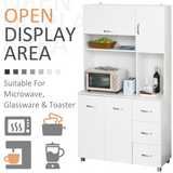 Freestanding Kitchen Storage Cabinet with Cupboards, Drawers & Open Shelf – Versatile Kitchen Unit, White
