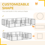 PawHut 16-Panel Heavy Duty Dog Playpen with Doors and Ground Stakes – Foldable Puppy Pen for Small and Medium Dogs, 80 cm High