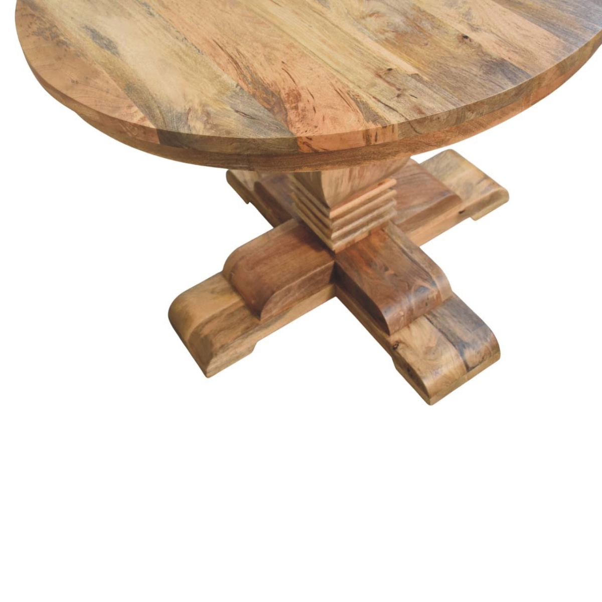 Artisan Furniture Valentina Solid Wood Round Dining Table with Sculpted Pedestal Base – Beige
