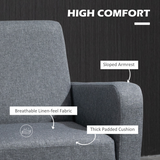 HOMCOM Linen-Look Curved Accent Armchair with Thick Cushion & Solid Wood Legs – Living Room Chair, Grey