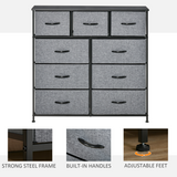 HOMCOM 9 Drawer Storage Chest with Foldable Fabric Bins – Lightweight Organiser for Bedrooms & Playrooms
