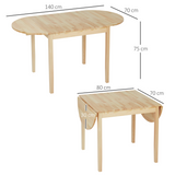 HOMCOM Expandable Pinewood Drop Leaf Dining Table for 4–6 – Natural Finish